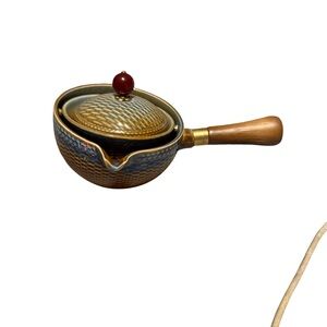 Ceramic Teapot with Wooden Handle and Lid
